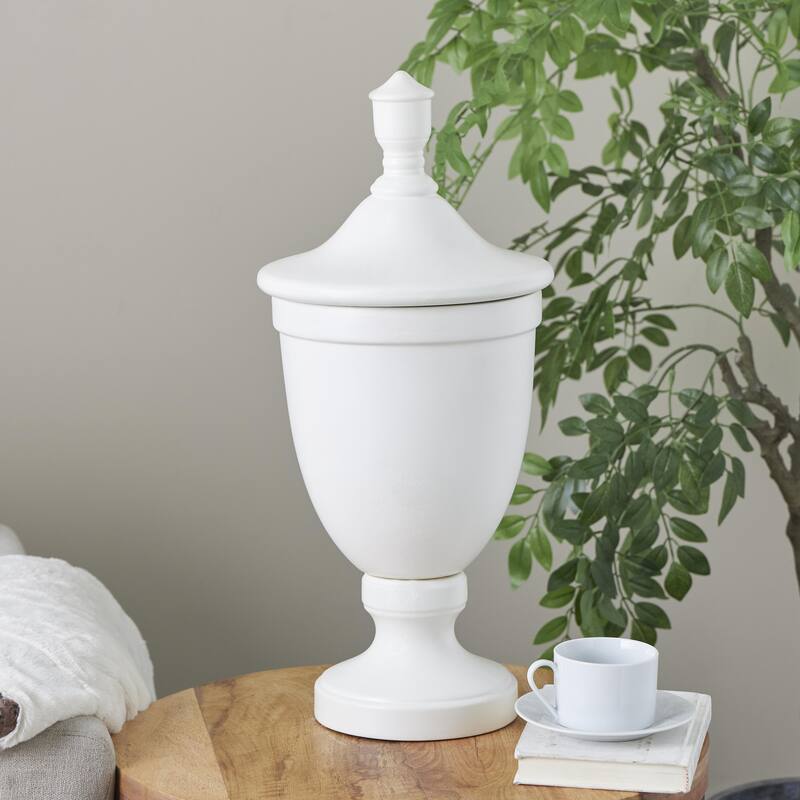 Ceramic Fluted Urn Shaped Living Room Decorative Jars with Lid - Black or White - Roche River Decor