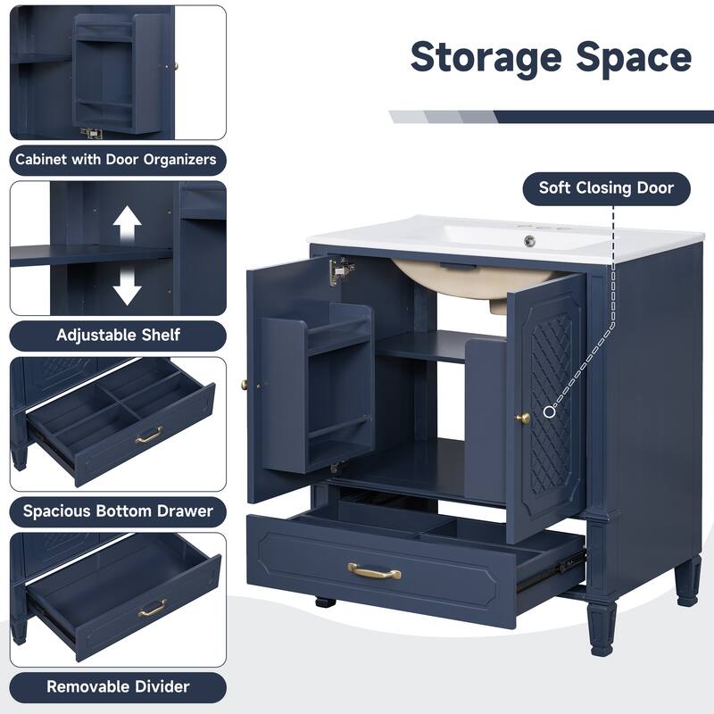 Christopher Knight Home - 30" Bathroom Vanity with Storage Solution