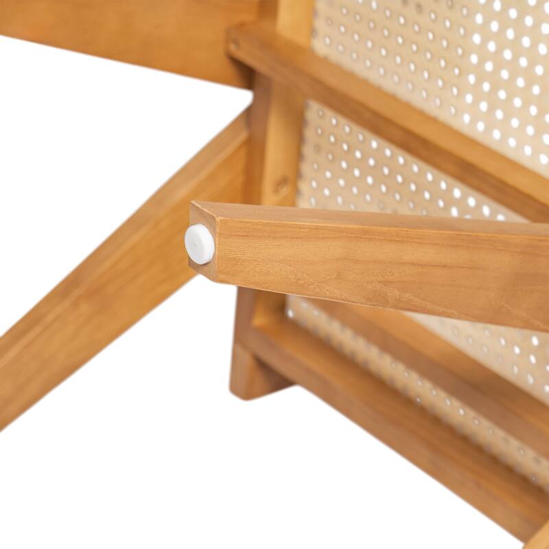 2-Piece Dining Room Arm Chairs Set with Square Rattan Backrest