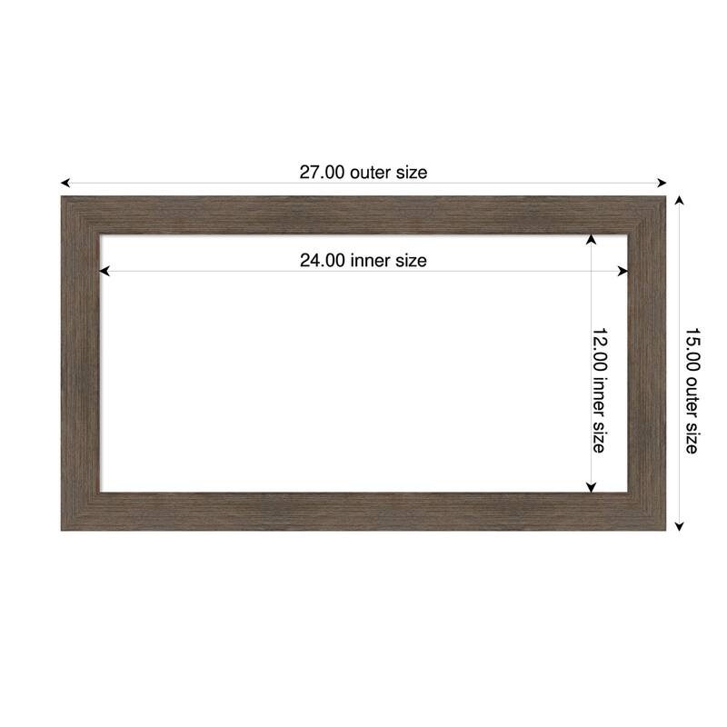 Amanti Art Hardwood Chocolate Narrow Framed Dry Erase Magnetic Board - 27 x 15 in - Hardwood Mocha Narrow