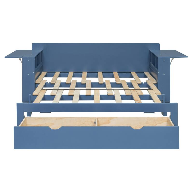 Multifunctional Sofa Bed Convertible Daybed with Removable Integrated Desk/Hydraulic Side Table/Storage Drawers for Small Spaces