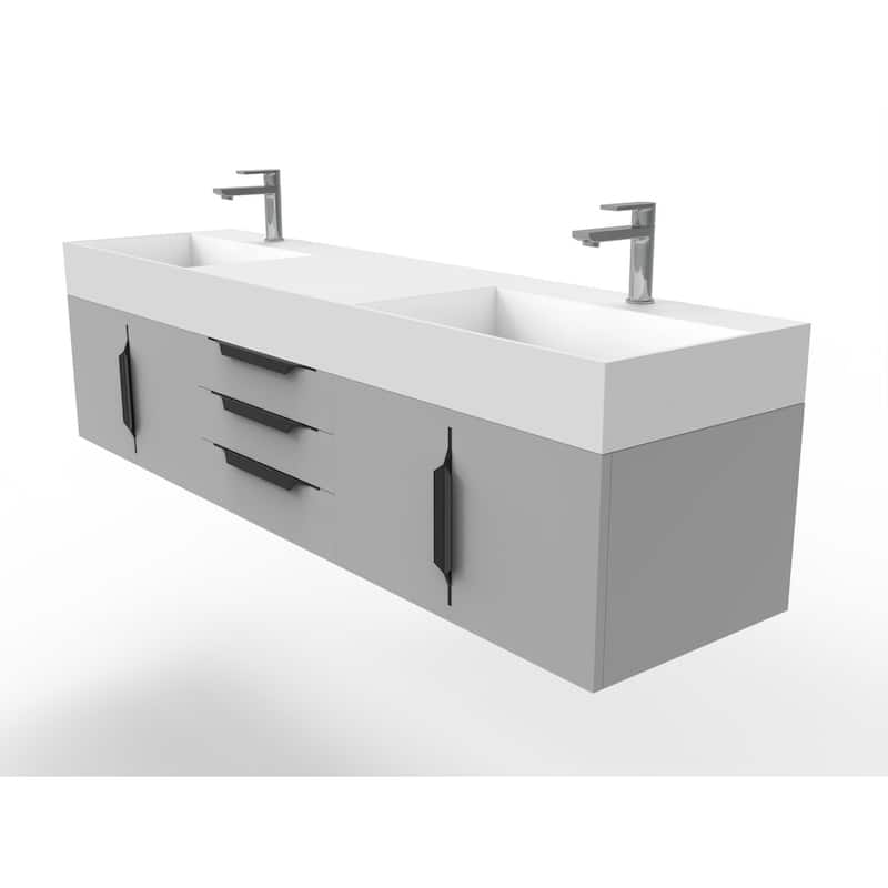 Amazon 72" Wall Mounted Bathroom Vanity Set w/ White Top