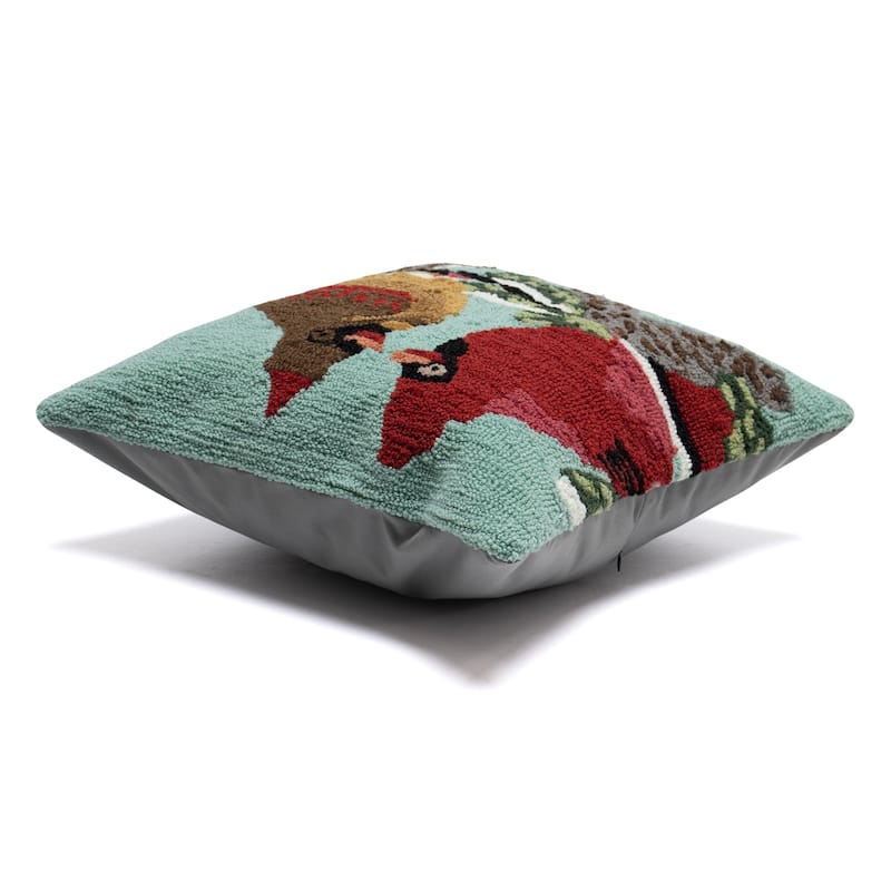 Liora Manne Frontporch Cardinals Indoor/Outdoor Pillow Sky 18" Square