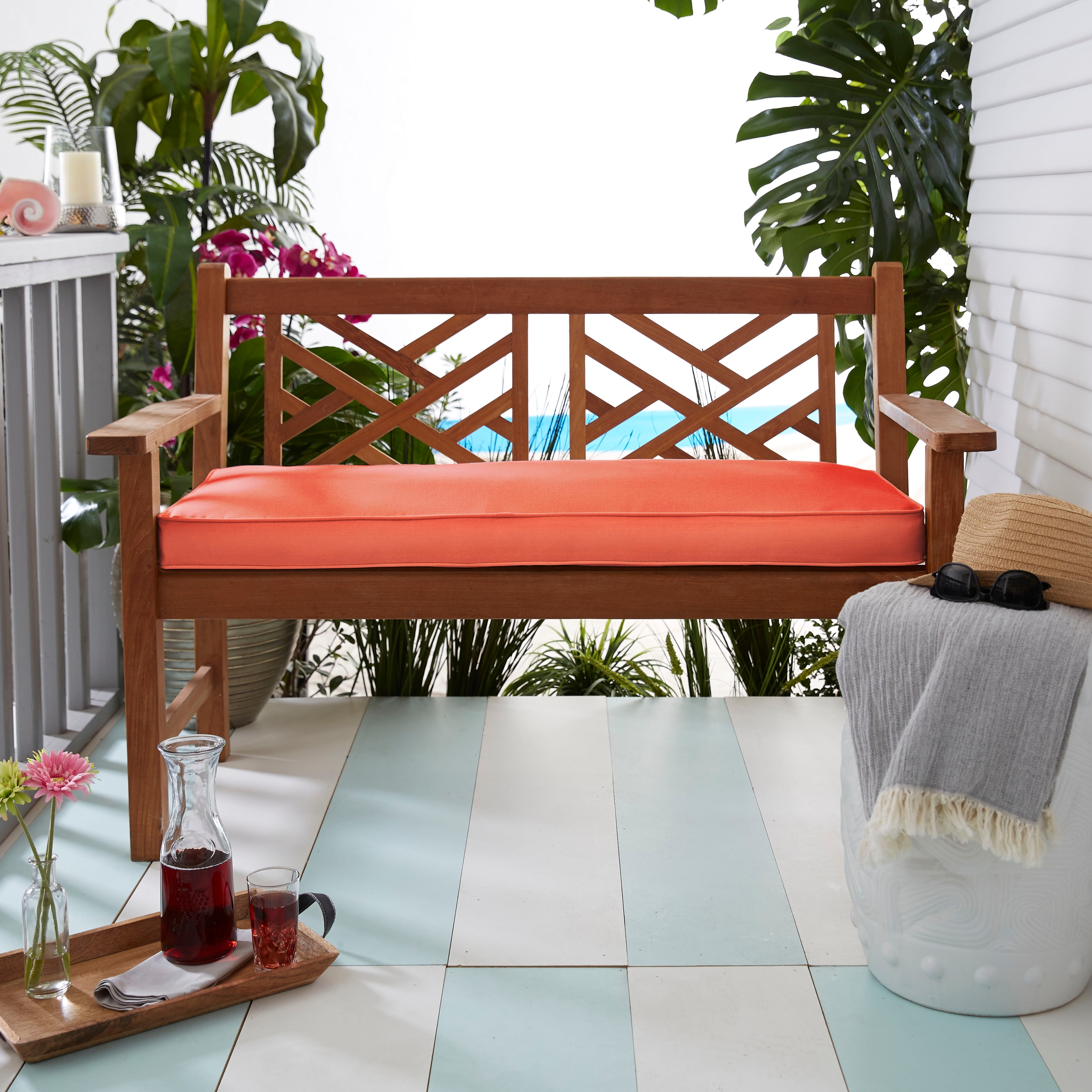 48 x 48 x 4 Papasan Outdoor Chair Cushion Coral - Sorra Home