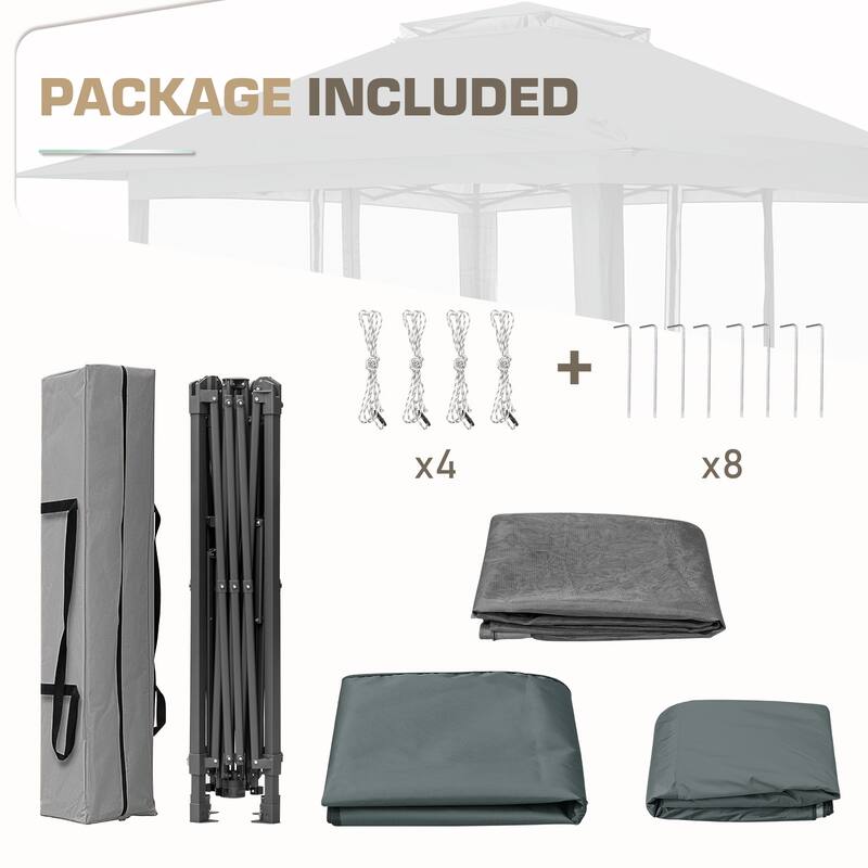 EAGLE PEAK 13x13 Pop Up Gazebo with Mosquito Netting, Easy Up Screened Canopy for Patio and Backyard, Easy Set-up Outdoor Gazebo - Grey