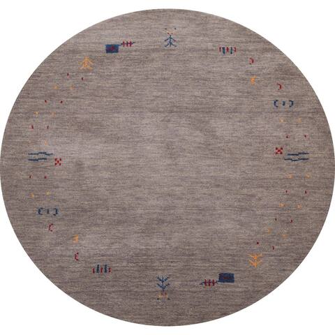 Gabbeh Indian Round Area Rug Handmade Wool Carpet - 4'11" x 4'11"