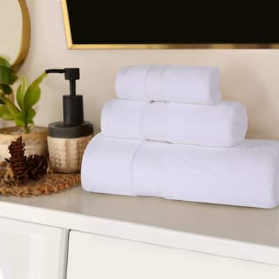 Superior Chevron Zero Twist Solid Cotton 3 Piece Bathroom Towel Set