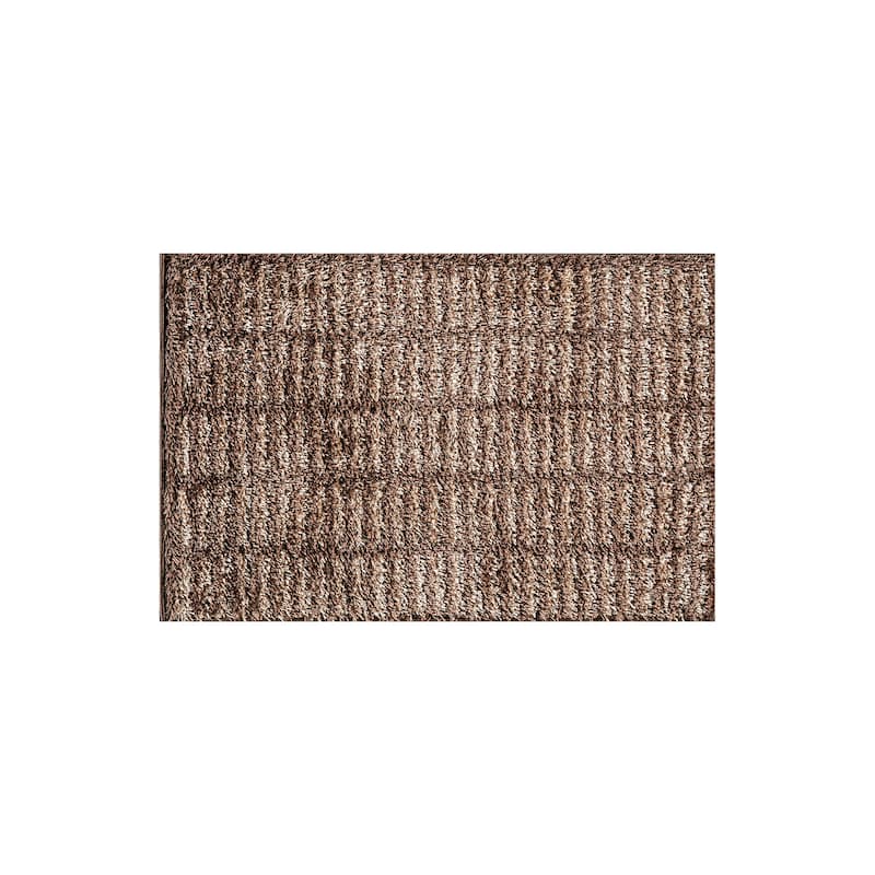 Bohemian Stripe Lines Shag Rug - Textured Surface - Anthracite Dark Gray - Easy to Clean