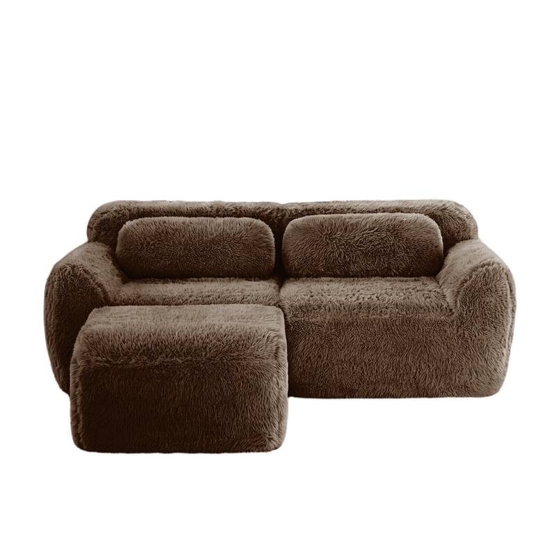 Homy Casa Chocolate Plush Fabric Non-Slip Modular Floor Sofa Sectional