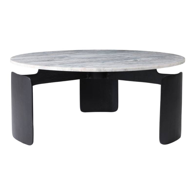 Marble Round Top 3-Footed Coffee Table - Gray, 13" - 30.0"