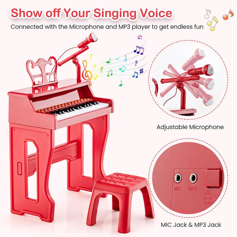 Gymax 37-Key Music Piano Keyboard Kids Learning Toy Instrument w/