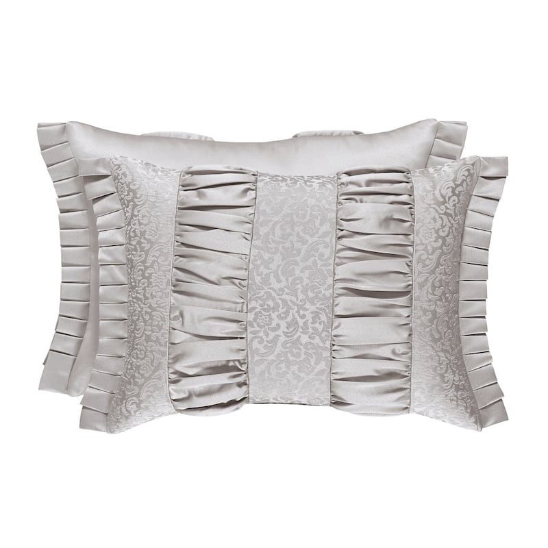 J. Queen New York La Scala Silver Boudoir Decorative Throw Pillow