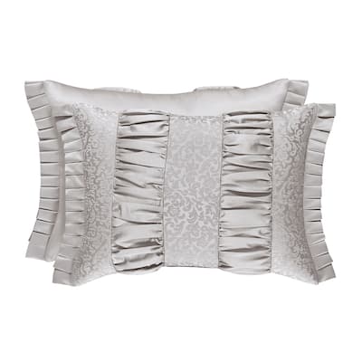 J. Queen New York La Scala Silver Boudoir Decorative Throw Pillow