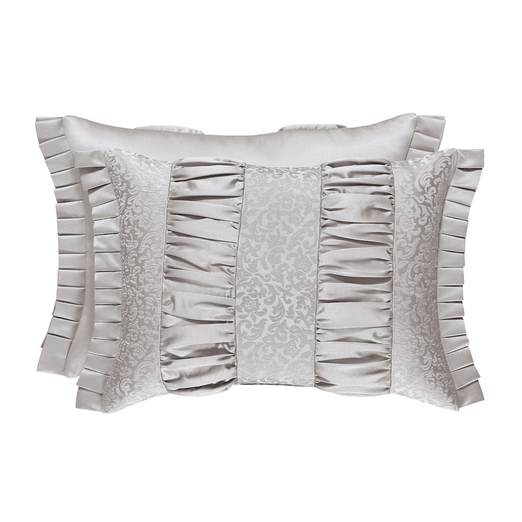 J. Queen New York La Scala Silver Boudoir Decorative Throw Pillow