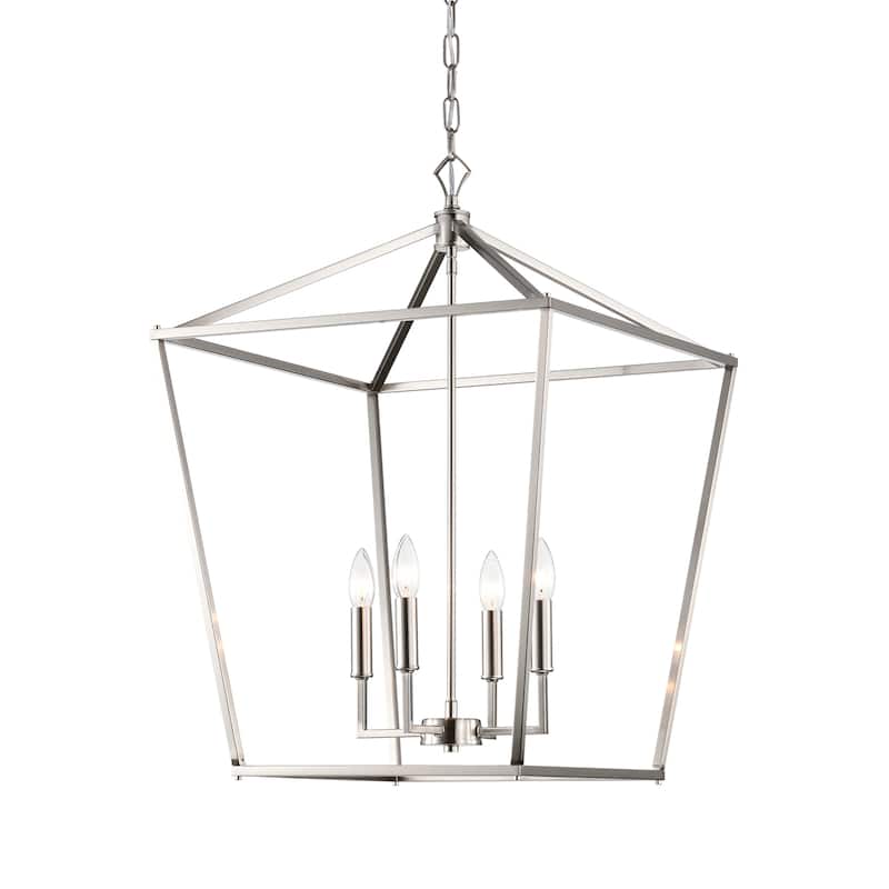 Brushed Nickel 4-Light Lantern Pendant 20 in. with Sleeve - Brushed Nickel - 20 in. W x 20 in. D x 28.5 in. H
