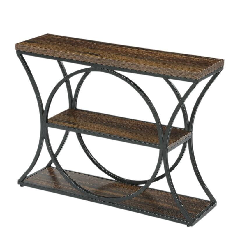 3-Tier Industrial Console Table with Storage, 41.33"W