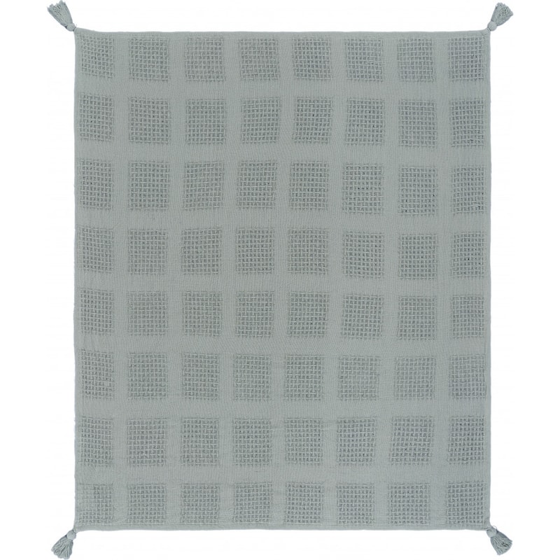 HomeRoots 50" X 60" Green Woven Cotton Throw Blanket with Tassels