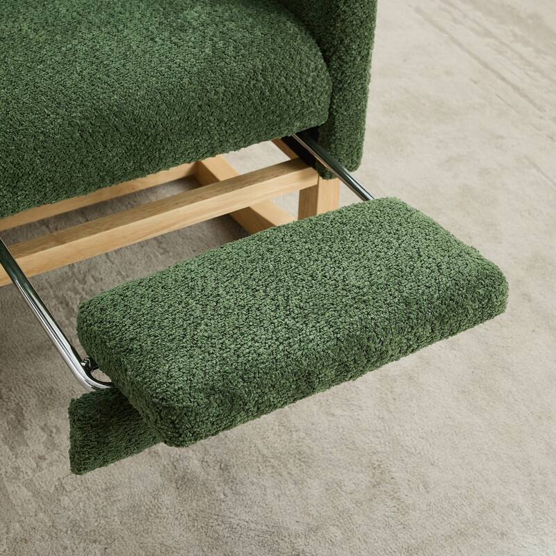 25.4"W Rocking Chair, High Back Glider Chair with Retractable Footrest, Side Pocket, Accent Armchair with Rubber Wood Legs