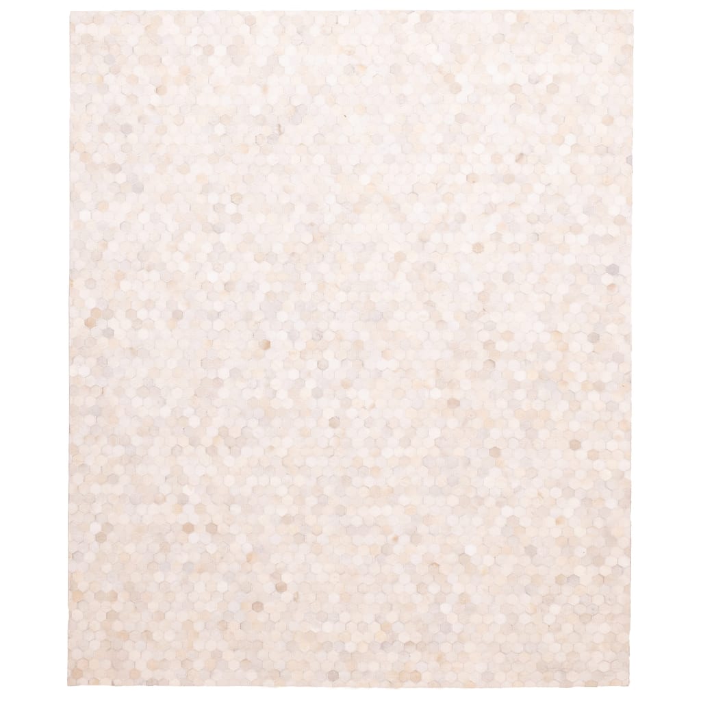 ECARPETGALLERY Handmade Cowhide Patchwork Cream Leather Rug - 8'0 x 10'0