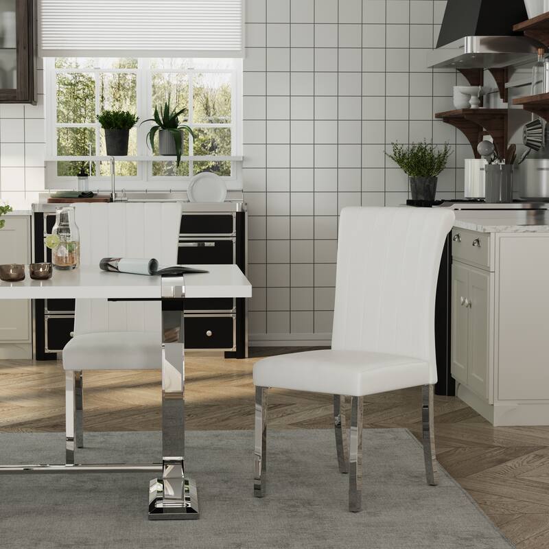 Luxury Dining Table Set with PU Leather Dining Chairs