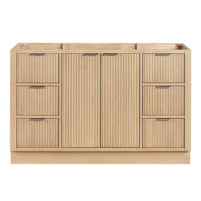 Ariel P54-BC Milan 54" Single Free Standing Vanity Cabinet Only - Oak / Brushed Nickel