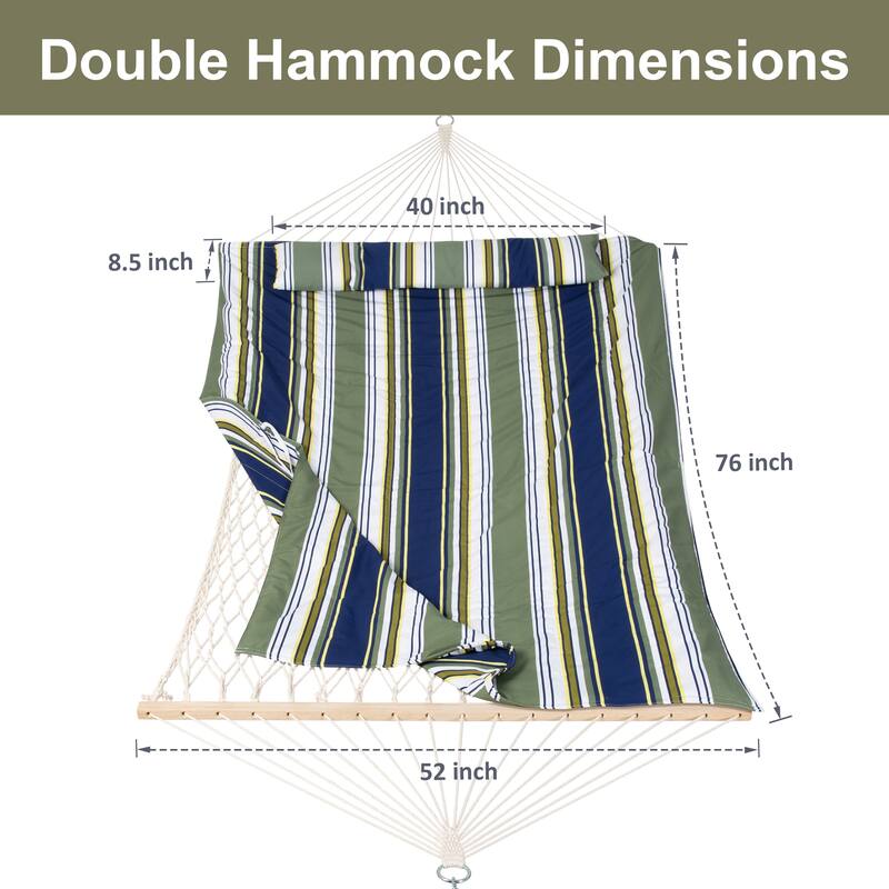Double Hammock with Stand, Two Person Cotton Rope Hammock