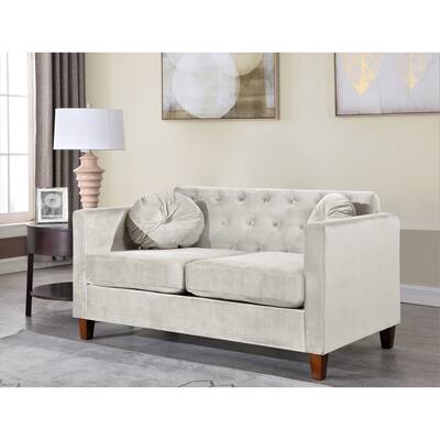 Lory Velvet Kitts Classic Chesterfield Loveseat