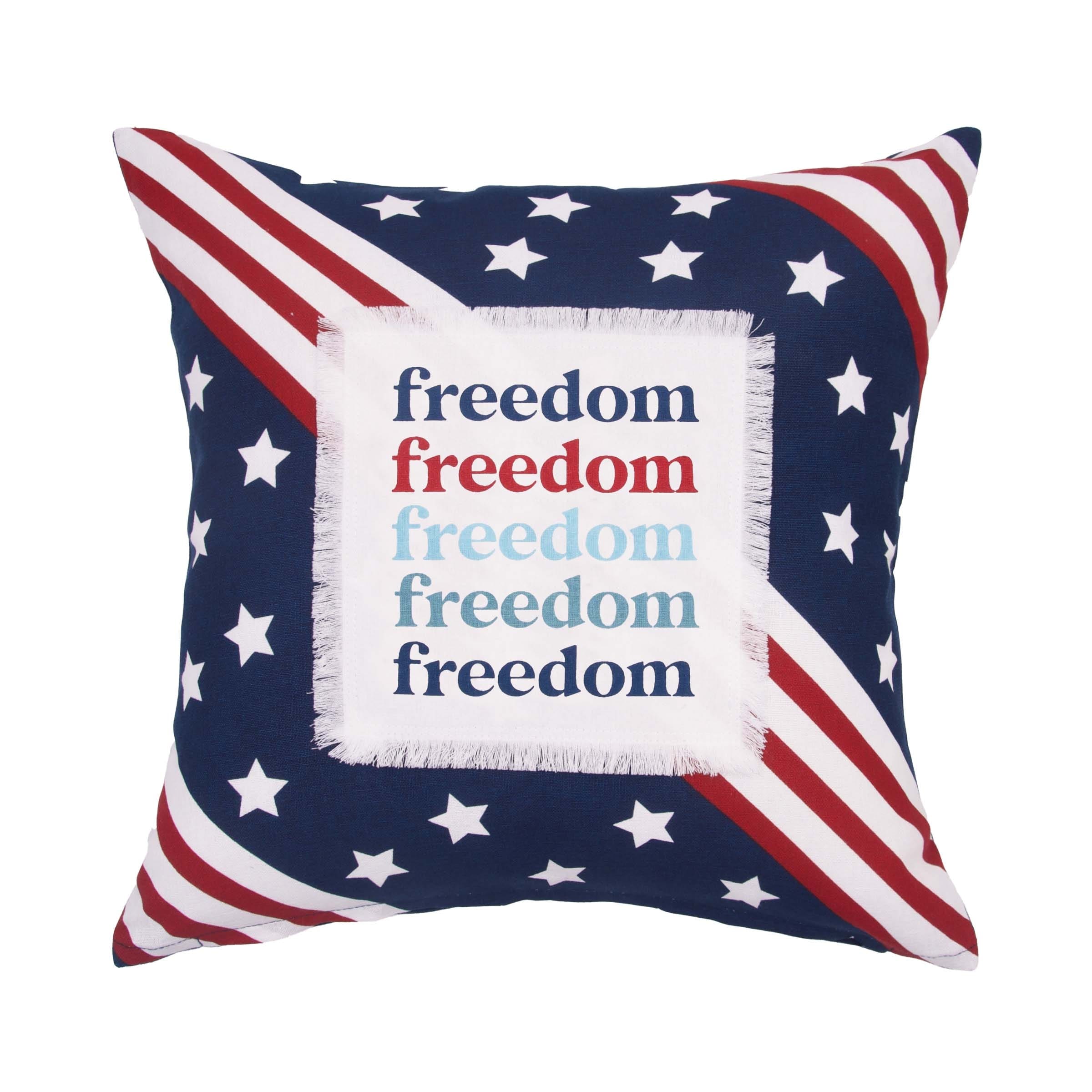 16" x 16" Freedom Star Typography Patriotic 4th of July Throw Pillow - Red