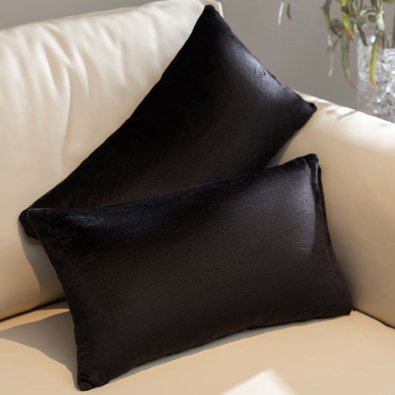 Cheer Collection Set of 2 Hollow Fiber Filled Couch Pillows - 12x20 - Black
