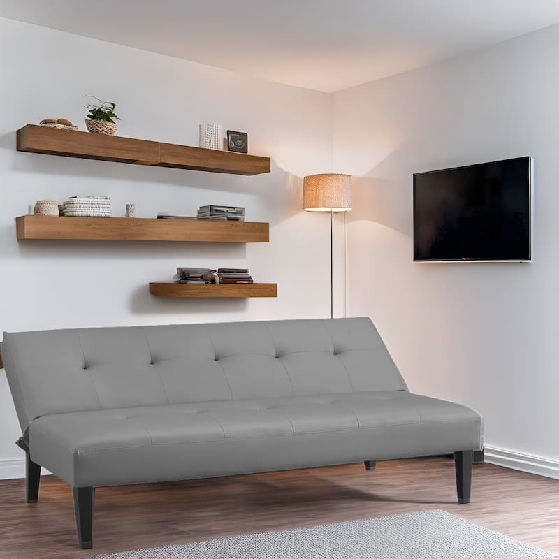 Modern Futon Sofa Bed, Convertible Couch with Wooden Legs, Recliner