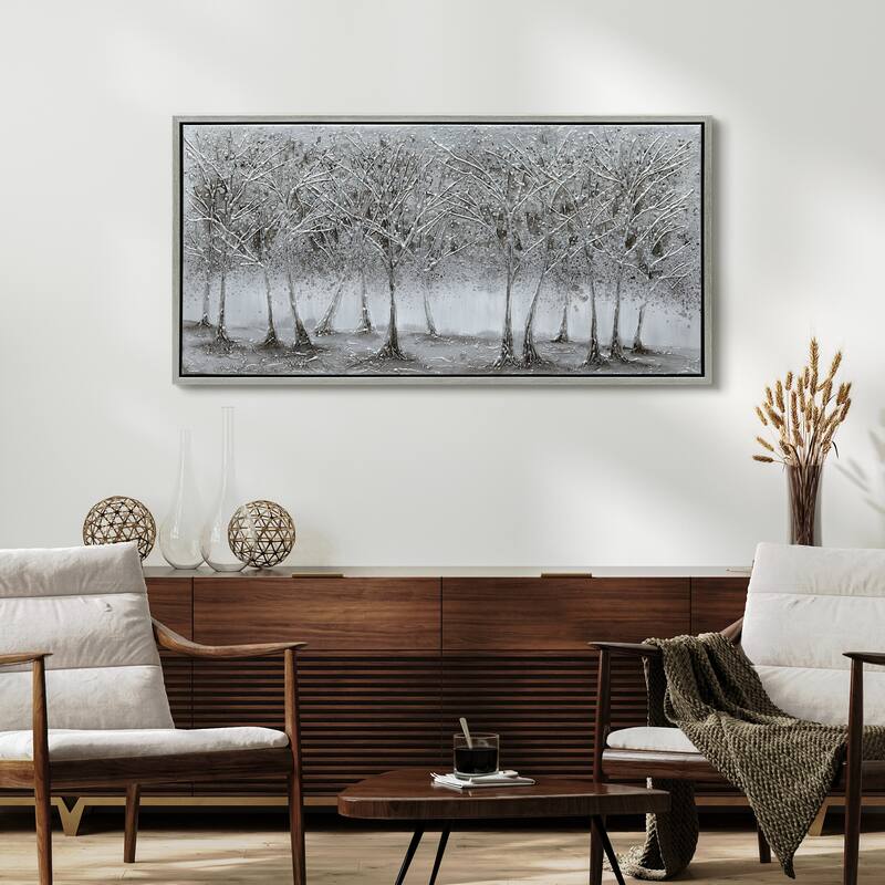 Solitary Field Textured Metallic Hand Painted Canvas Wall Art