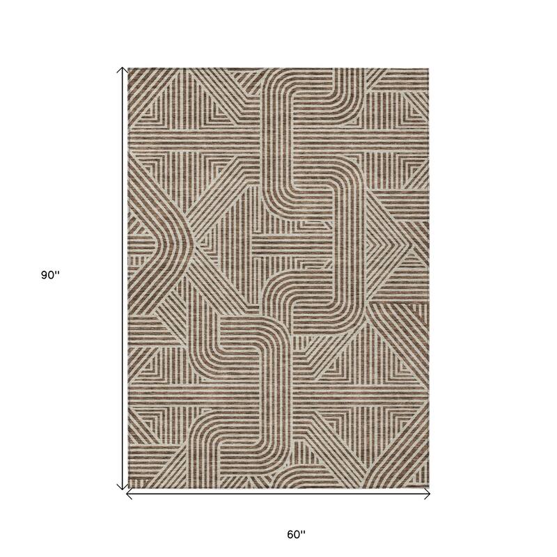 HomeRoots Abstract Transitional Rectangle Outdoor Rug