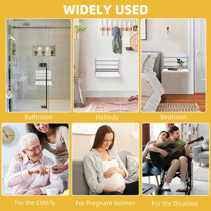 Moasis Plastic Wood Wall Mounted Folding Shower Seat