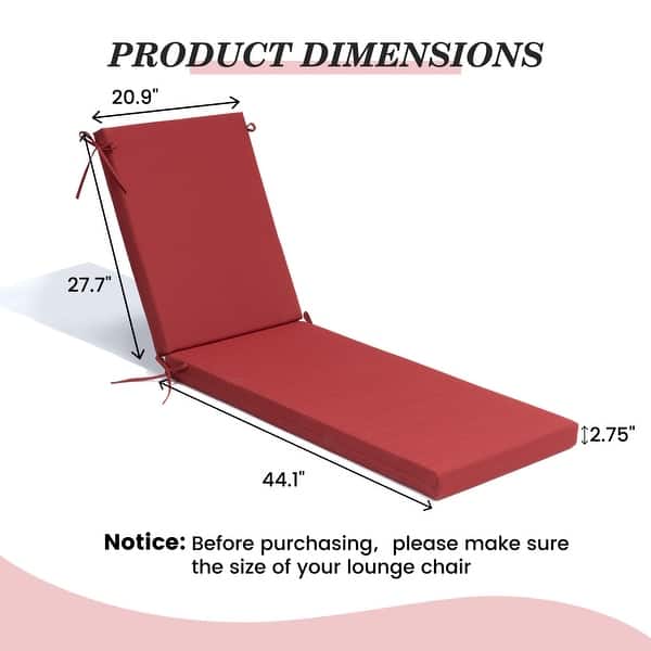 dimension image slide 13 of 20, Pellebant Outdoor Patio Chaise Lounge Cushion