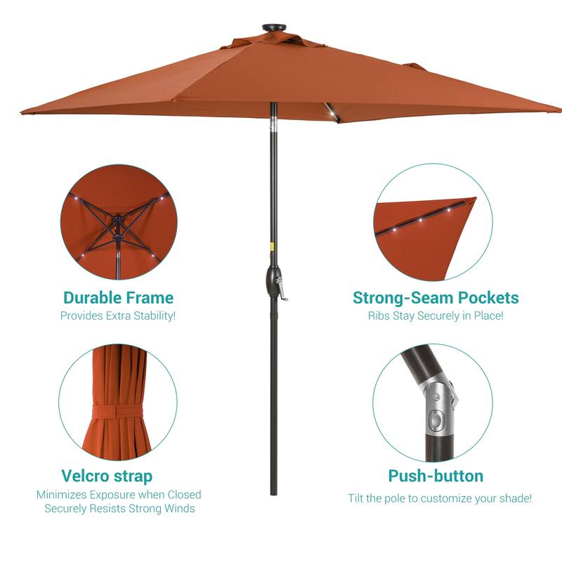 BONOSUKI 6.5x6.5Ft LED Patio Market Umbrella Weather-Resistant Frame