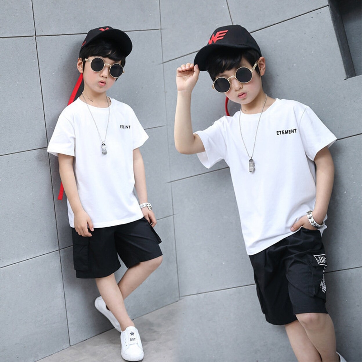 Shop 2018 Summer The New Boy Cotton Short Sleeve Casual Two Sets