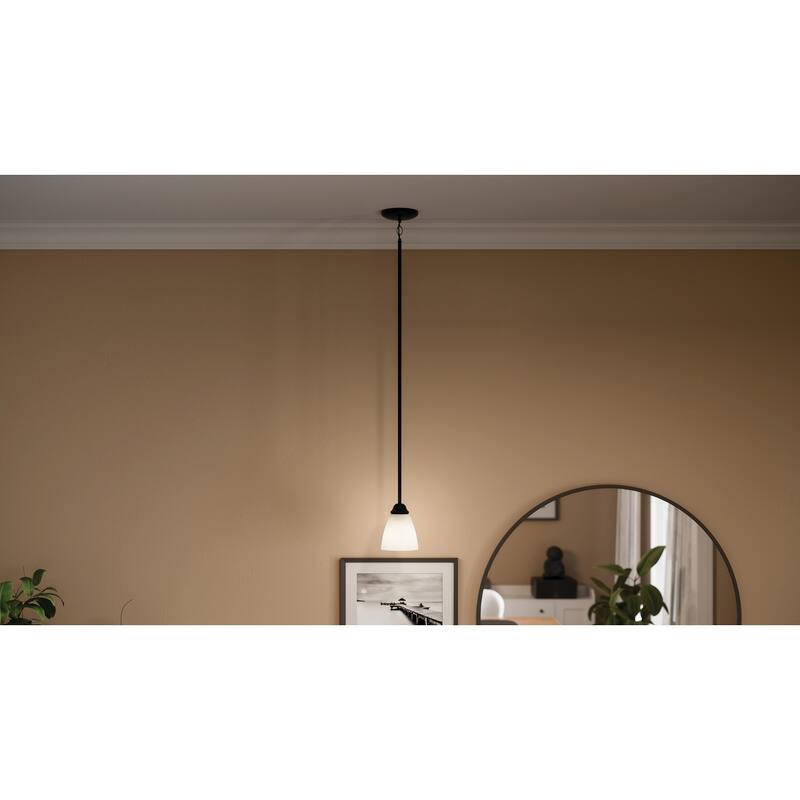 Kichler Lighting Jolie 1-Light Mini Pendant with Satin Etched Glass in Black