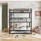 preview thumbnail 1 of 5, Metal Twin Triple Bunk Bed with Trundle & Guardrail, Antique Black Antique Black - Twin