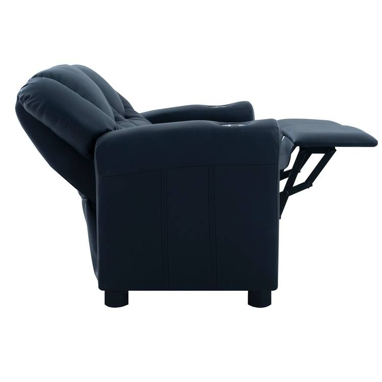 Kids Recliner Loveseat - Toddler Reclining Chair for Ages 3-5 with Cup Holders, Push-Back Recline, and Adjustable Footrest