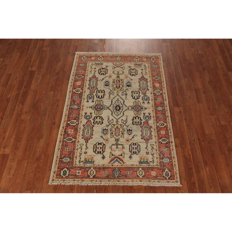 Vegetable Dye Heriz Serapi Oriental Rug Hand-Knotted Foyer Wool Carpet - 3'4"x 5'0"