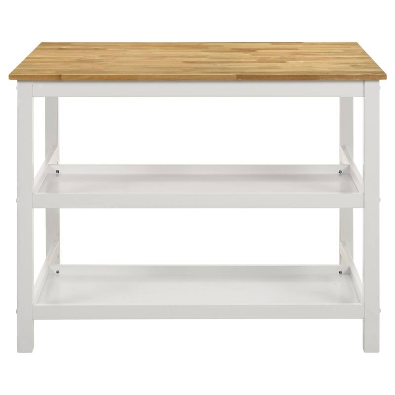 Edgeworth Kitchen Island Counter Table with Pot Rack White