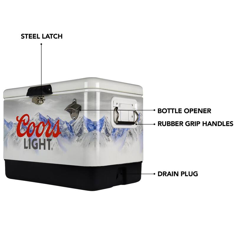 Coors Light Ice Chest Cooler with Bottle Opener, 51L (54 qt), 85 Cans