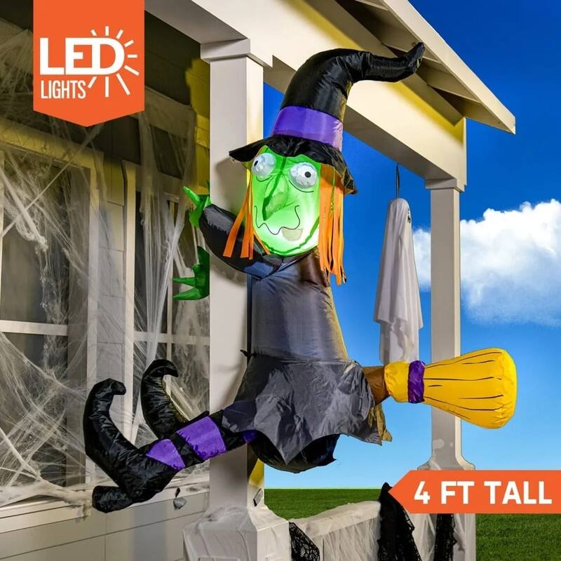 Joyfy 4 FT Inflatable Crashing Witch on a Tree Decoration