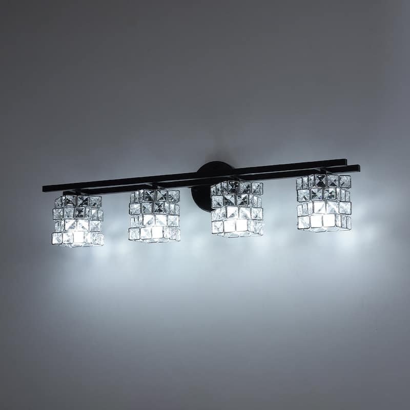 Mosaic Crystal Cube Shade Linear Bathroom Vanity Light