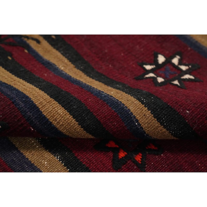 Hand Woven Oriental 100% Wool Carpet Southwestern Tribal Red Kilim Area Rug - 7' 6'' X 6' 1''