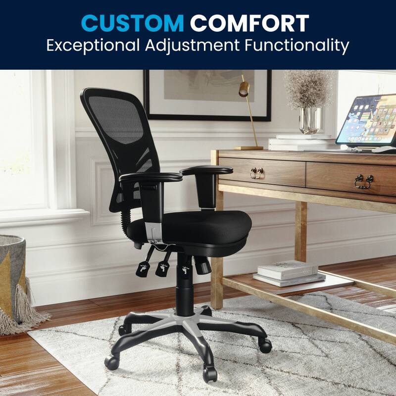 Mid-Back Mesh Multifunction Executive Swivel Ergonomic Office Chair with Adjustable Arms