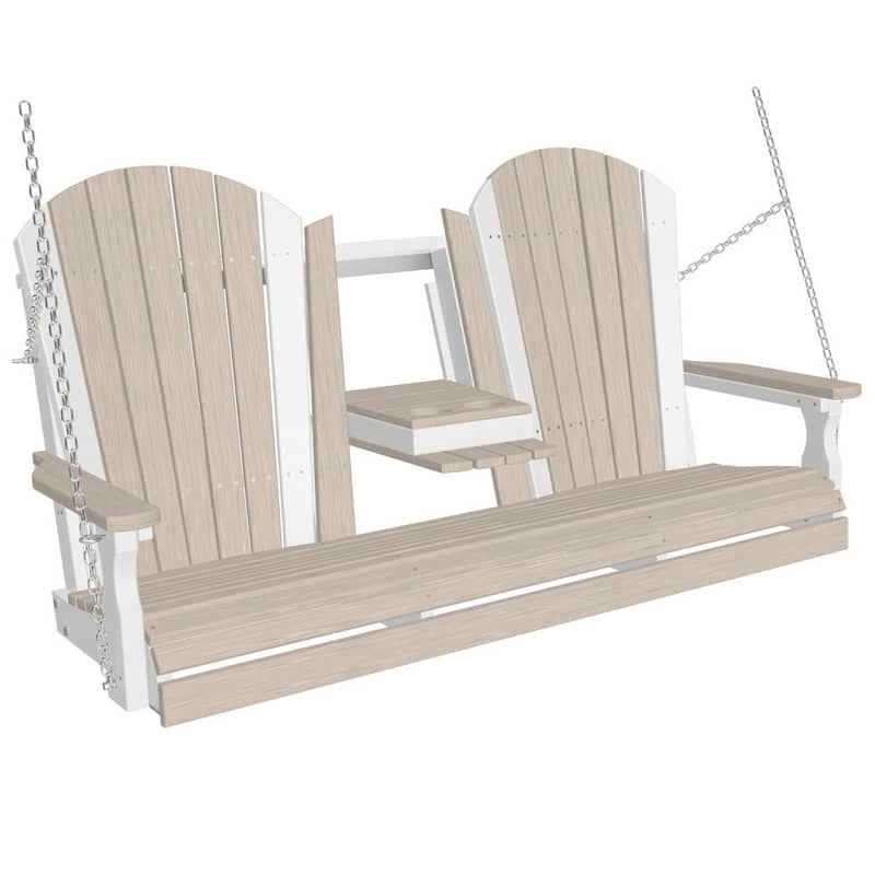 Poly Lumber Adirondack Swing - 5' - Birch Woodgrain & White