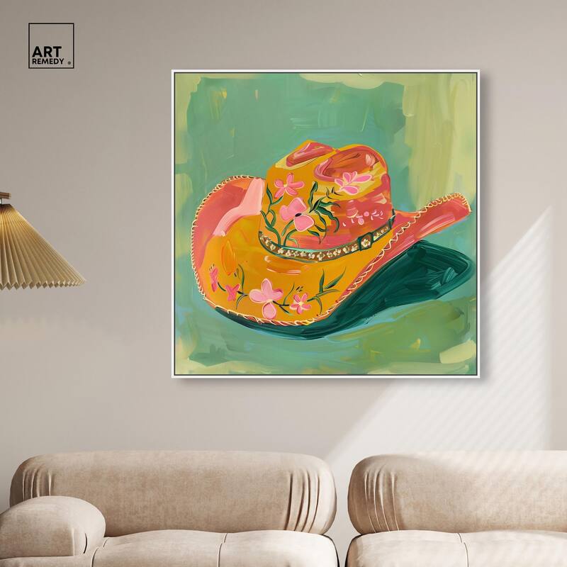 Wildflower Cowboy Hat Canvas by Art Remedy
