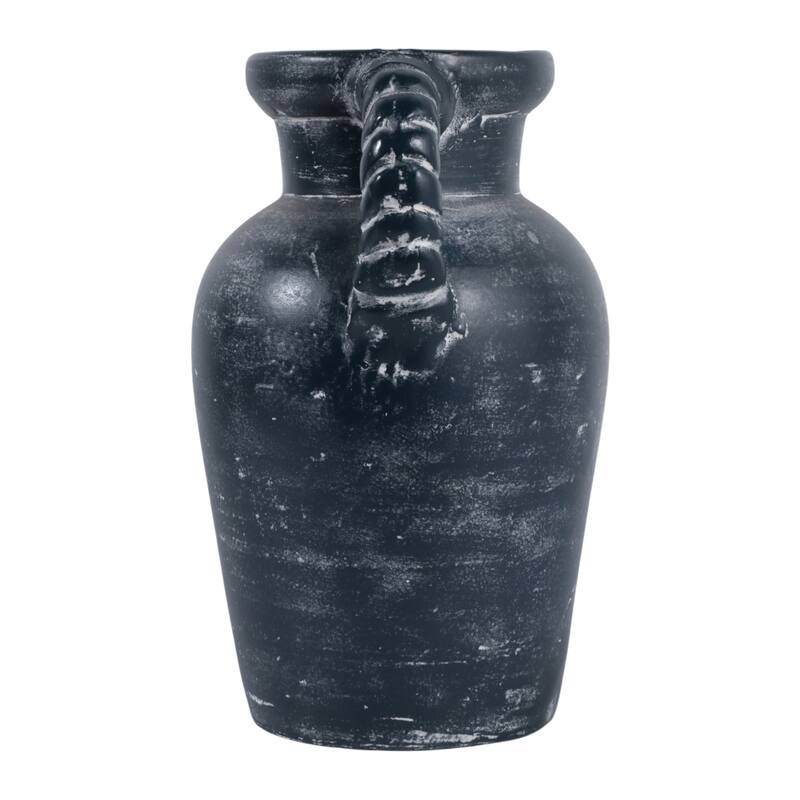 Decorative Textured Amphora Table Vase with Twisted Handles