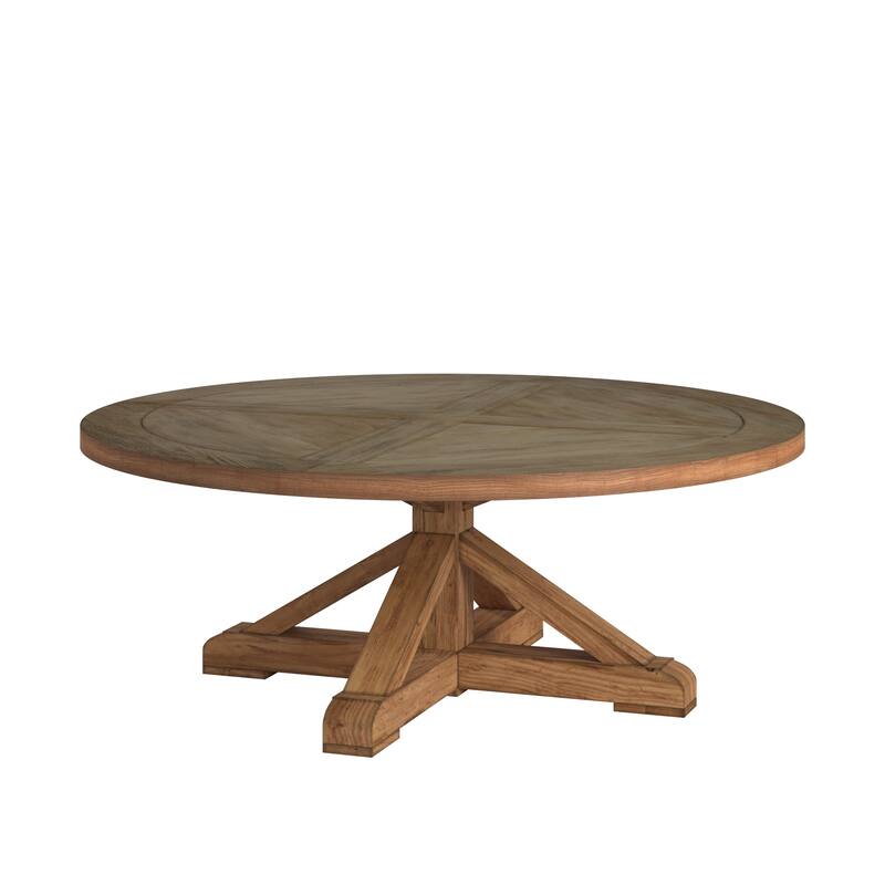 Benchwright Rustic X-base Round Pine Wood Coffee Table by iNSPIRE Q Artisan